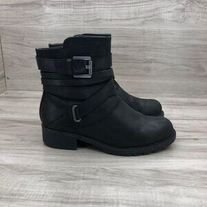 Clarks Ankle Boots Womens 5.5M Orinoco Black Leather Zip Booties